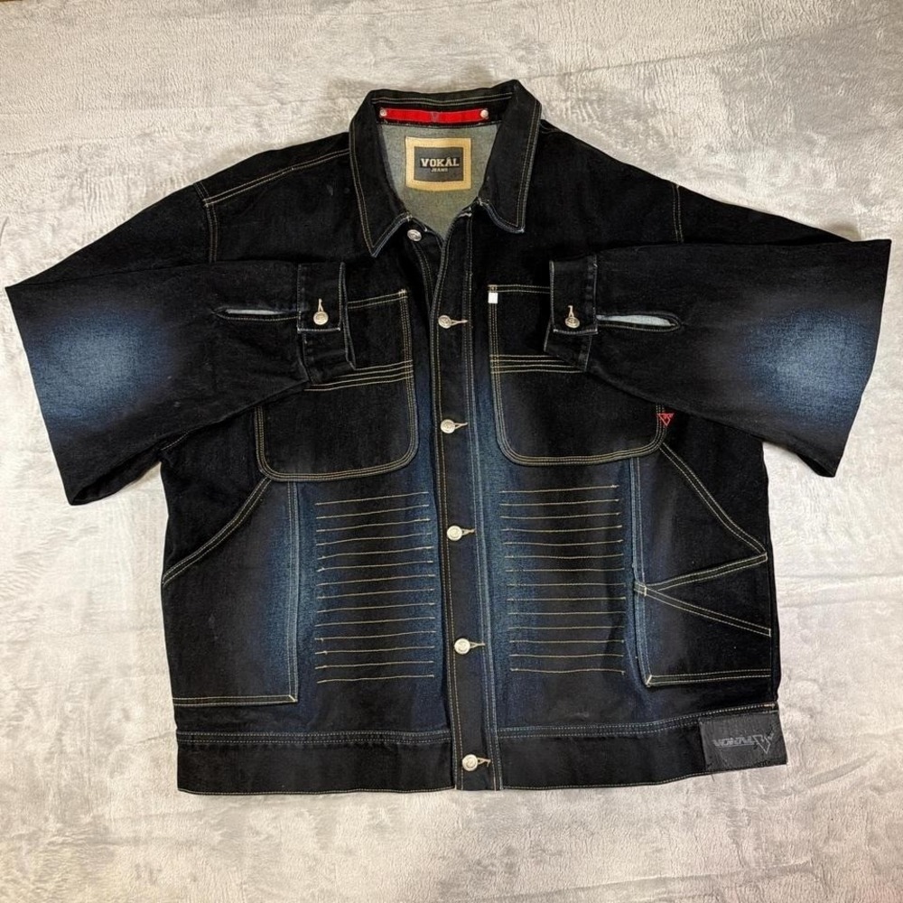 Rare Y2K Vokal Jeans Washed Denim Jacket | Dark Blue | 3XL